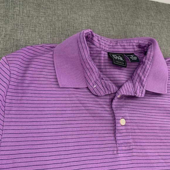 Jos. A. Bank Polo Traditional Fit Medium Purple Short Sleeve Collared - Picture 4 of 9
